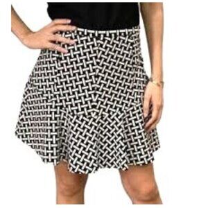 DVF Diane Von Furstenberg Skirt Size-4 Multicolor Black & White